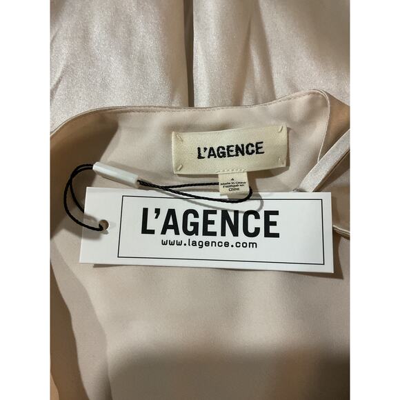 L'Agence 'Serita' White Silk Maxi V-Neck Bias Dress Size 4 - NWT - Picture 4 of 5